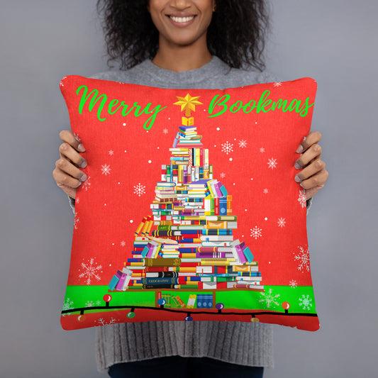Merry Bookmas Throw Pillow
